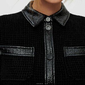 Velvet tweed and vinyl dress